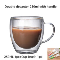 Double Wall Mug for Tea Heart Love Shaped Cup Glass Champagne Wine Milk Juice Espresso Coffee Drinkware Bar Drinking Utensils