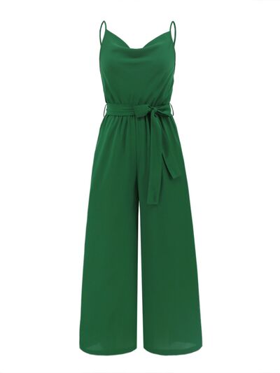 Tied Spaghetti Strap Wide Leg Jumpsuit