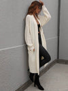 Waffle Knit Open Front Duster Cardigan With Pockets