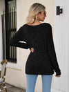 Square Neck Ribbed Long Sleeve T-Shirt