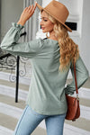 Round Neck Flounce Sleeve T-Shirt