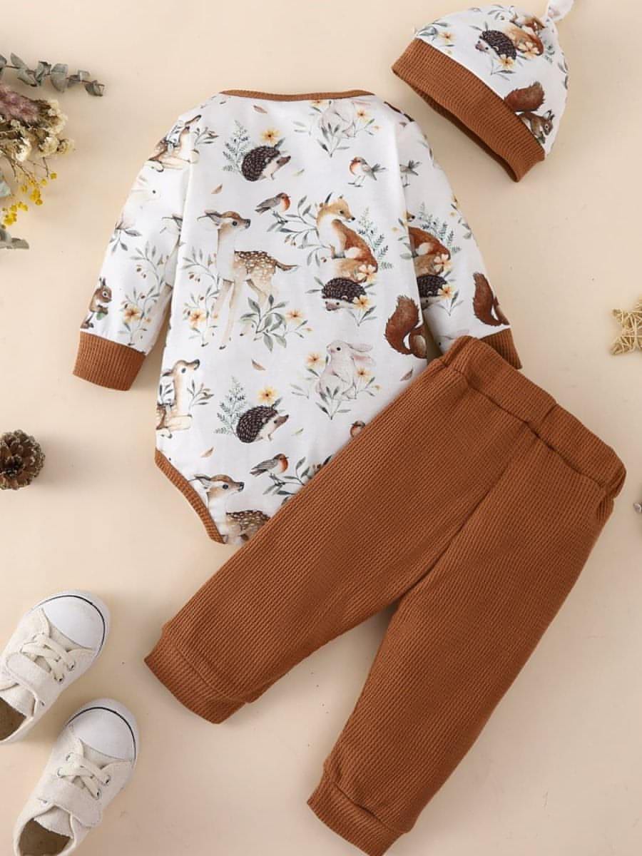 Baby Printed Bodysuit and Waffle-Knit Joggers Set - Everydayswear