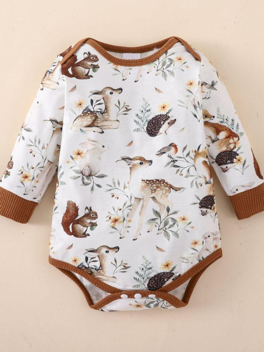 Baby Printed Bodysuit and Waffle-Knit Joggers Set - Everydayswear