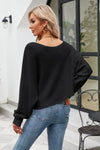 Boat Neck Horizontal Ribbing Dolman Sleeve Sweater - Everydayswear