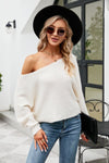 Boat Neck Horizontal Ribbing Dolman Sleeve Sweater - Everydayswear