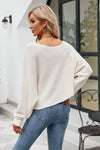 Boat Neck Horizontal Ribbing Dolman Sleeve Sweater - Everydayswear