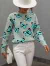 Butterfly Dropped Shoulder Crewneck Sweater - Everydayswear