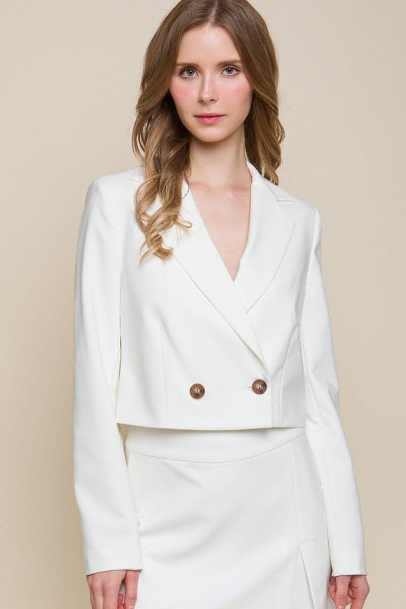 Button Crop Blazer - Everydayswear