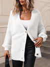 Button Down Horizontal-Ribbing Longline Cardigan - Everydayswear