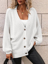 Button Down Horizontal-Ribbing Longline Cardigan - Everydayswear