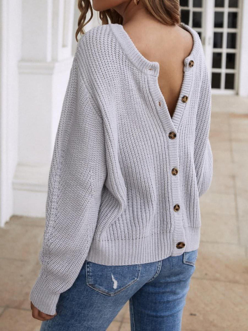 Button Down Rib-Knit Reversible Sweater - Everydayswear