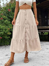 Button Down Tiered Midi Skirt - Everydayswear