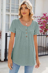 Eyelet Quarter Button Short Sleeve T-Shirt