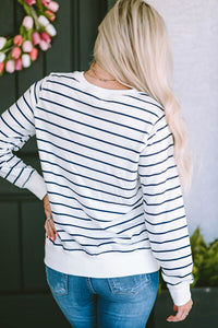 Striped Round Neck Long Sleeve Sweatshirt