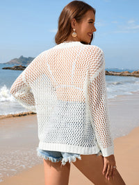 Heart Openwork Long Sleeve Cover-Up