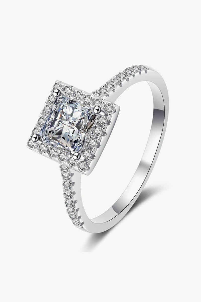 Sterling Silver Square Moissanite Ring