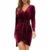 Women's V-Neck Slim Fit Long Sleeve Dress