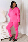 Basic Bae Full Size V-Neck Soft Rayon Long Sleeve Top and Pants Lounge Set