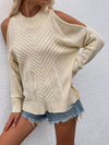 Cable-Knit Cold Shoulder Sweater - Everydayswear