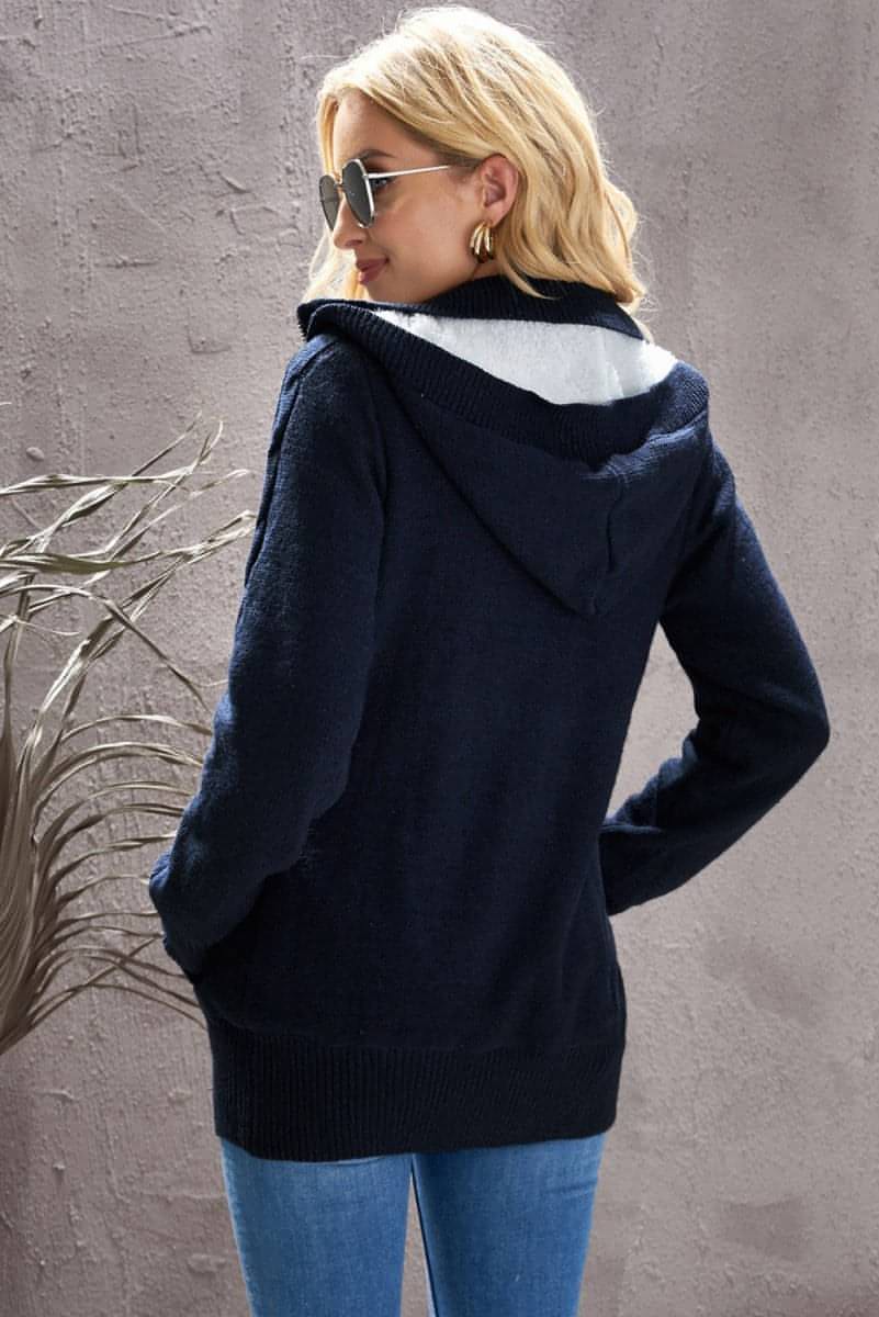 Cable-Knit Fleece Lining Button-Up Hooded Cardigan - Everydayswear