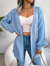 Cable-Knit Open Front Pocketed Cardigan - Everydayswear