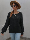 Cable-Knit Openwork Round Neck Sweater - Everydayswear