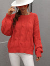 Cable-Knit Openwork Round Neck Sweater - Everydayswear