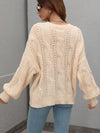 Cable-Knit Openwork Round Neck Sweater - Everydayswear