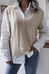 Cable-Knit Ribbed V-Neck Sweater Vest - Everydayswear