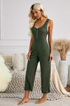 Casual Green Pocketed Thermal Sleeveless Jumpsuit - Everydayswear