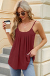 Eyelet Scoop Neck Ruched Cami