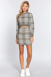 Check Jacquard Sweater Mini Skirt - Everydayswear