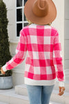 Checkered Ribbed Trim Knit Pullover - Everydayswear