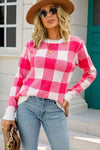 Checkered Ribbed Trim Knit Pullover - Everydayswear