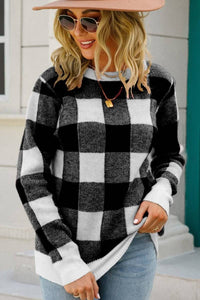 Checkered Ribbed Trim Knit Pullover - Everydayswear