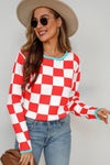 Checkered Round Neck Sweater - Everydayswear