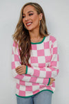 Checkered Round Neck Sweater - Everydayswear