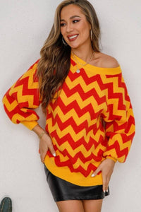 Chevron Lantern Sleeve Tunic Sweater - Everydayswear