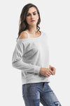 Cold-Shoulder Asymmetrical Neck Sweatshirt - Everydayswear