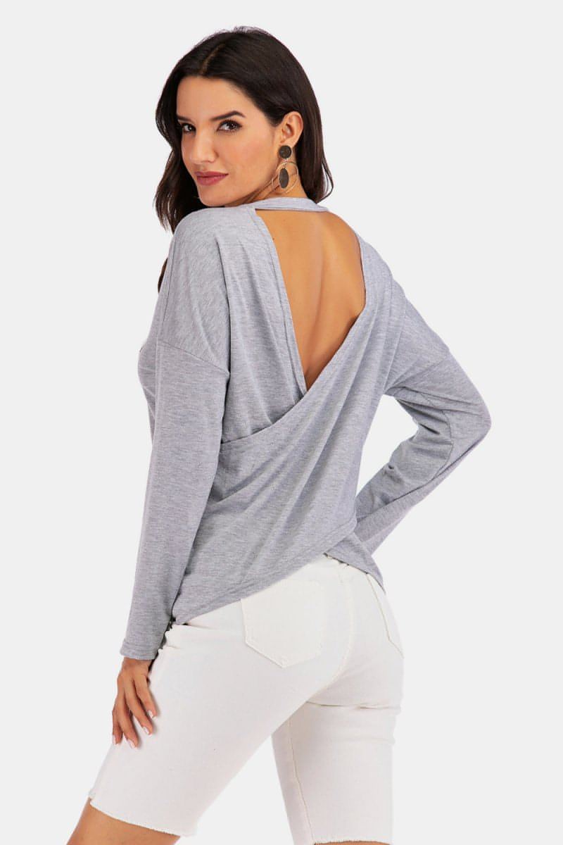 Cold-Shoulder Asymmetrical Neck Sweatshirt - Everydayswear