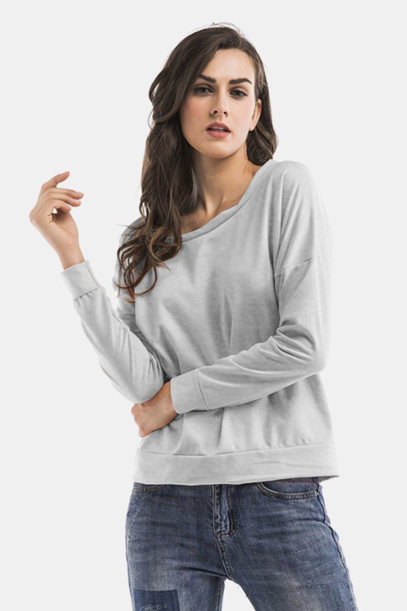 Cold-Shoulder Asymmetrical Neck Sweatshirt - Everydayswear
