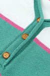 Color Block Buttoned V-Neck Sweater - Everydayswear