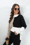 Color Block Crewneck Drop Shoulder Sweater - Everydayswear