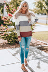 Color Block Drop Shoulder Round Neck Sweater - Everydayswear