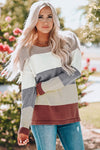 Color Block Drop Shoulder Round Neck Sweater - Everydayswear