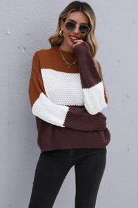 Color Block Long Sleeve Sweater - Everydayswear