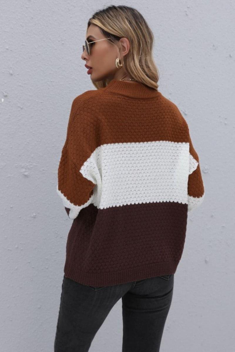 Color Block Long Sleeve Sweater - Everydayswear