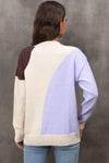 Color Block Ribbed Cuff Drop Shoulder Sweater - Everydayswear