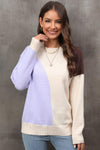 Color Block Ribbed Cuff Drop Shoulder Sweater - Everydayswear