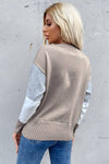 Color Block Ribbed Trim Round Neck Knit Pullover - Everydayswear